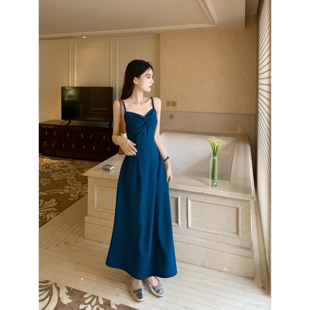 2622L_ 法式女伶 冰川美人顯腰身扭結兩件式長洋裝