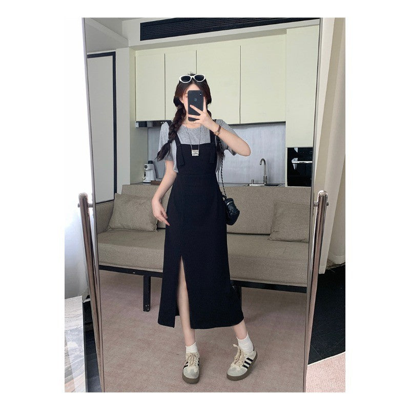 22013L_夏裝新款胖mm大碼女休閒時尚短袖上衣長短款連衣裙套裝