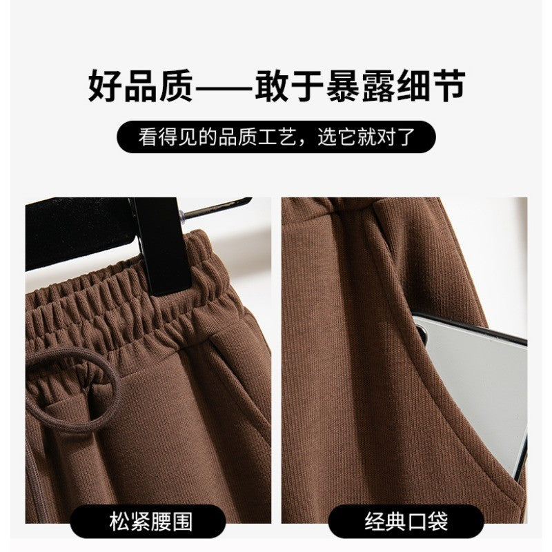 9617L_秋季新款百度休閒褲大碼女孩高腰彈力顯瘦運動衛褲潮