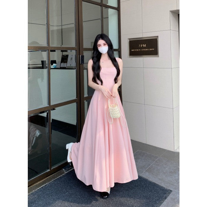 7575L_法式气质夏季新款收腰显廋高级感氛围大摆吊带大码连衣裙女