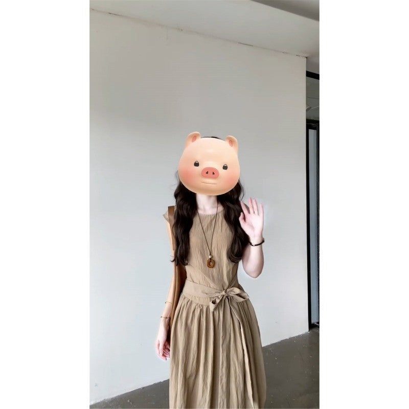 C7L55455L_法式絕美短袖連衣裙子女夏季2025新款今年流行爆款巨好看掐腰長裙