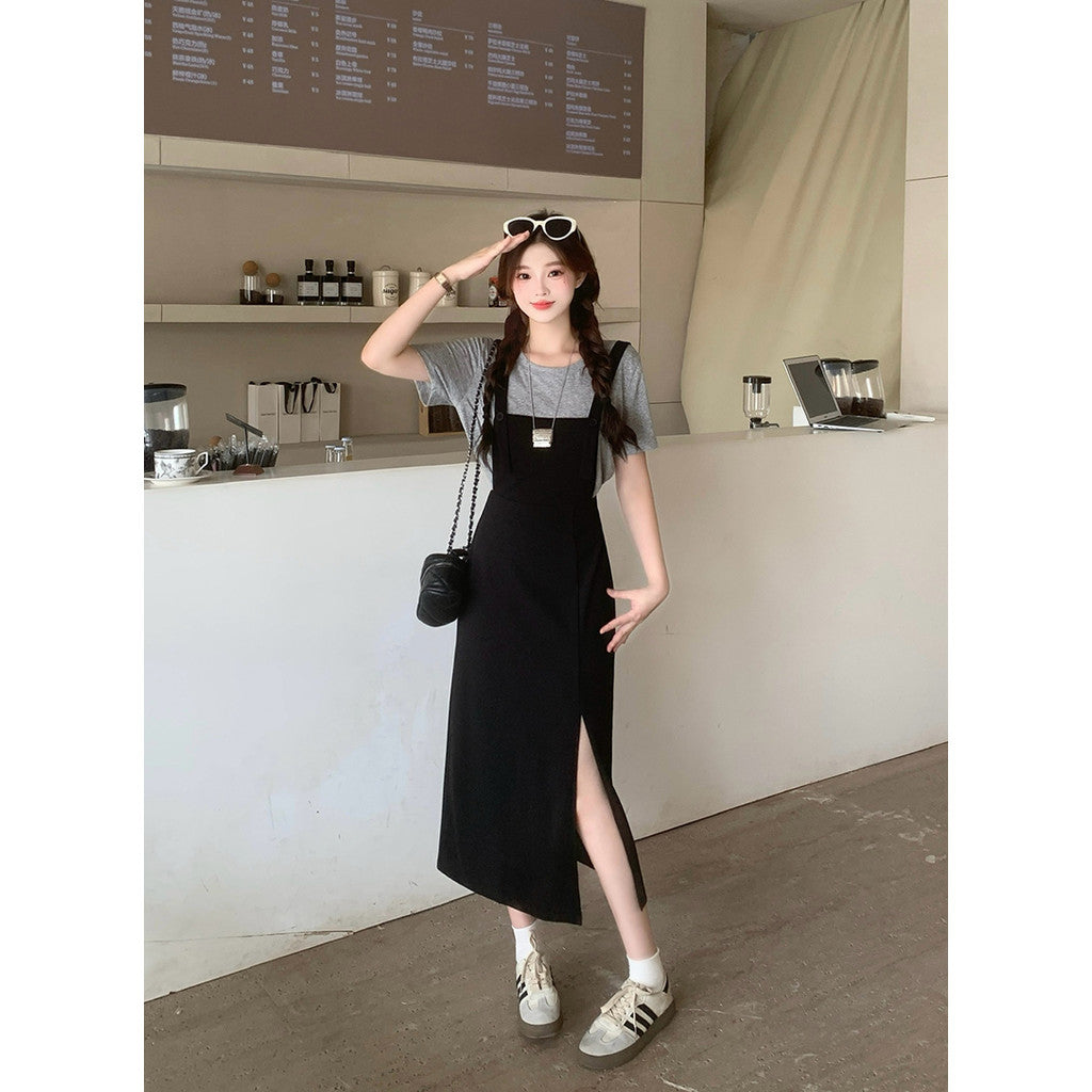22013L_夏裝新款胖mm大碼女休閒時尚短袖上衣長短款連衣裙套裝